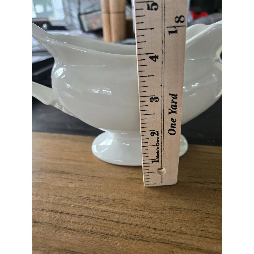 Pottery Barn classic white footed gravy boat signature everyday dining